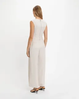 Cue Zip Front Wide Leg Pant Stone Size AU 12 for rent on The Volte - image 2