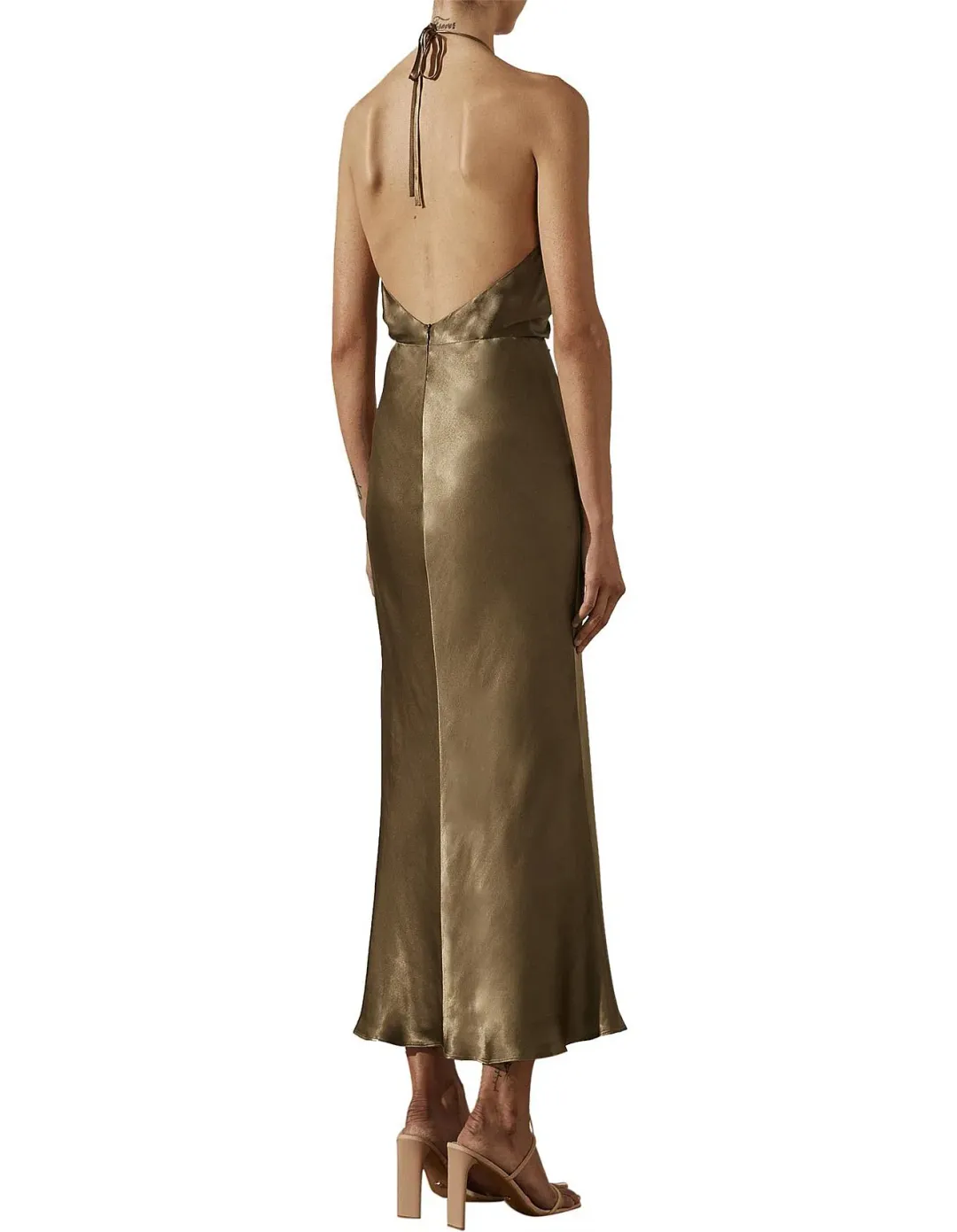 Shona Joy Gala Halter Ruched Midi Dress Green Size 10 for rent on The Volte - main image