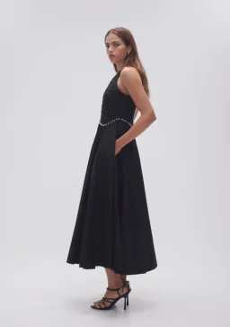 Aje Florence Pearl Trim Midi Dress Black Size 6 for rent on The Volte - image 4