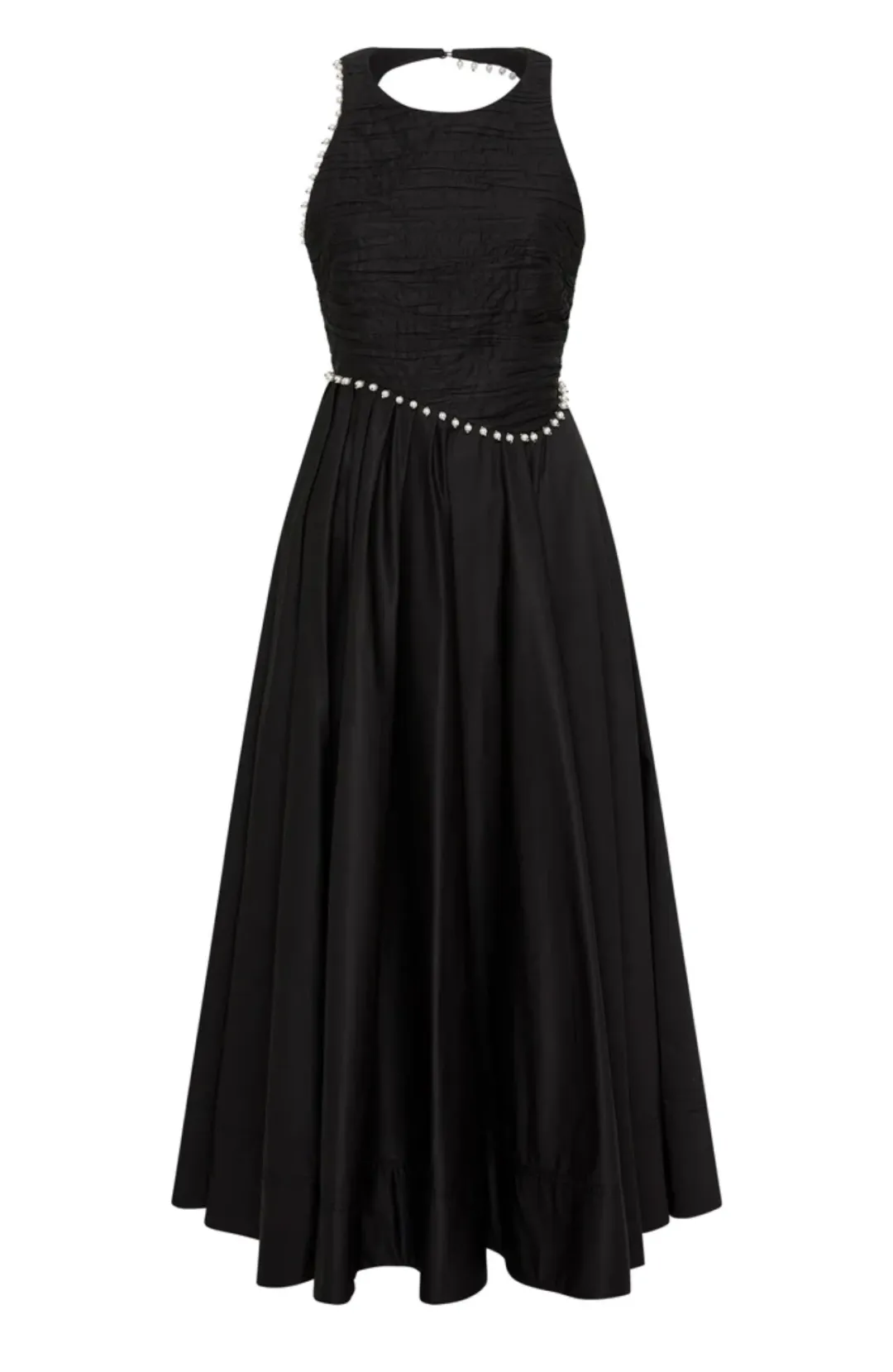 Aje Florence Pearl Trim Midi Dress Black Size 6 for rent on The Volte - main image