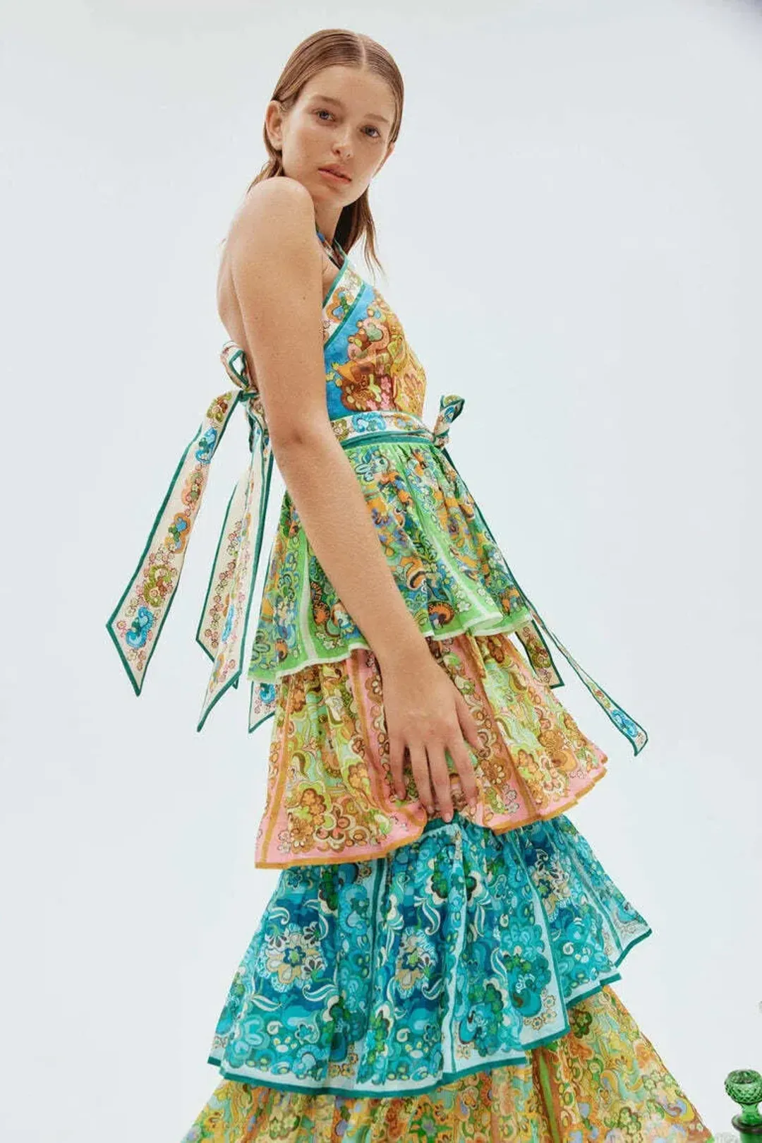 Alemais Dreamer Halter Tier Dress Multi Size 8 for rent on The Volte - main image