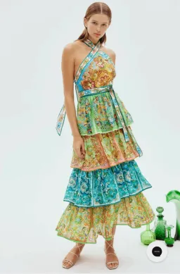 Alemais Dreamer Halter Tier Dress Multi Size 8 for rent on The Volte - image 3