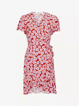 Diane Von Furstenberg Estrella Wrap Dress Red Floral Size 8 for rent on The Volte - image 2