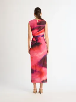 Sheike Tornado Mesh Maxi Dress Red and Pink Watercolour Print 12 for rent on The Volte - image 2