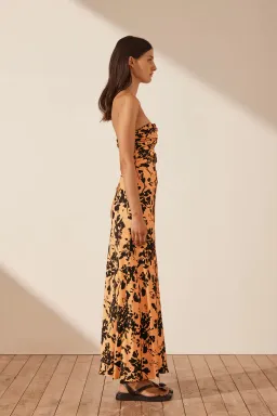 Shona Joy Solare Strapless Cut Out Ruched Midi Dress Floral Size 6 for rent on The Volte - image 2