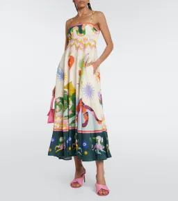 Alémais Seeker Printed Linen Midi Dess Multi Size 8 for rent on The Volte - image 1