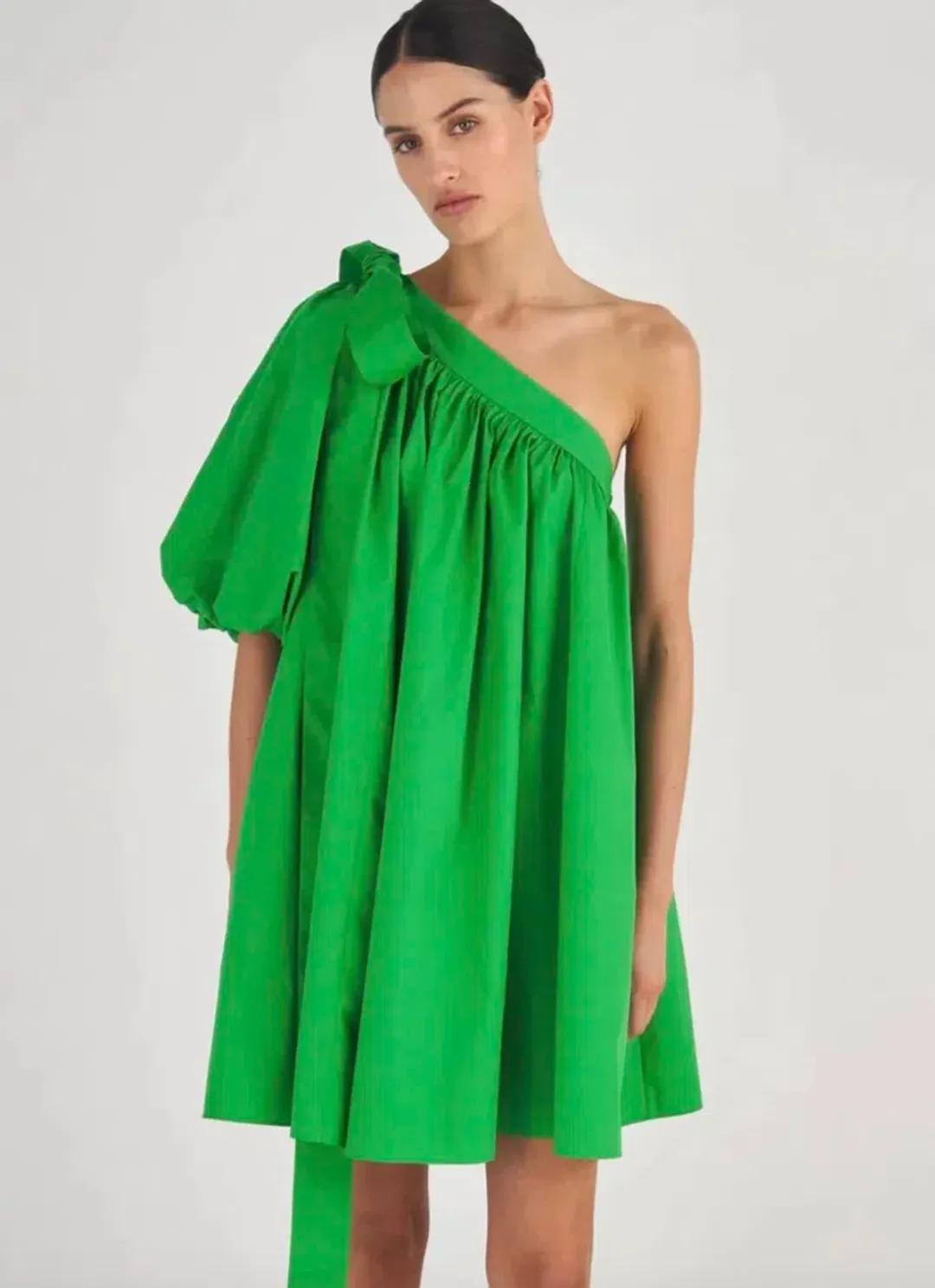 Oroton One Shoulder Mini Dress Green Size 6 for rent on The Volte - main image