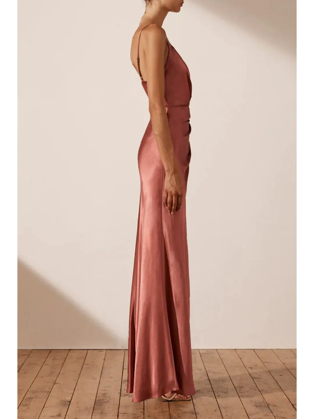 Shona Joy La Lune Cross Draped Maxi Dress in Terracotta Size AU 10 for rent on The Volte - main image