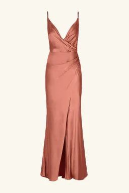 Shona Joy La Lune Cross Draped Maxi Dress in Terracotta Size AU 10 for rent on The Volte - image 4