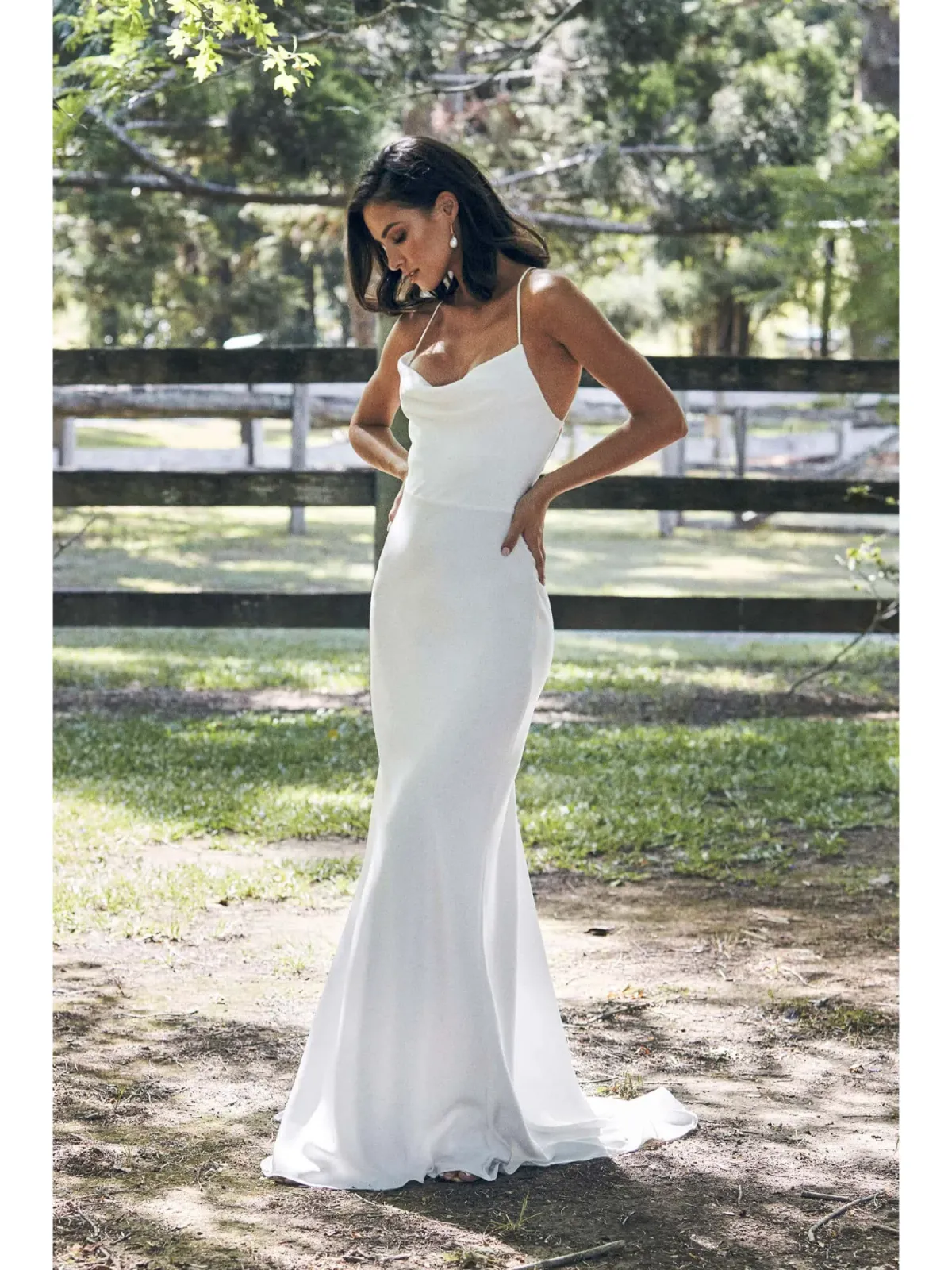 Milla Grace Loves Lace Honey Silk Inspiration Bridal Dress White Size AU 6 for rent on The Volte - main image