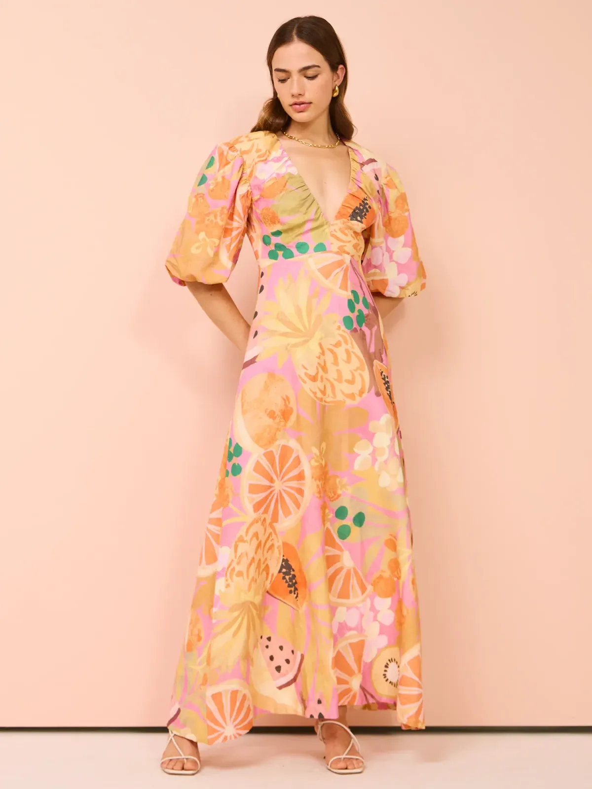 By Nicola Bolero Maxi Gathered Neckline Dress In Fruit Punch Size AU 8 - Image 3