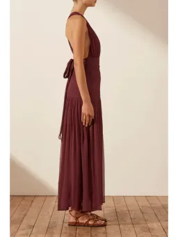 Shona Joy Marquis Plunged Tie Back Midi Dress in Deep Wine Size AU 10 for rent on The Volte - image 2