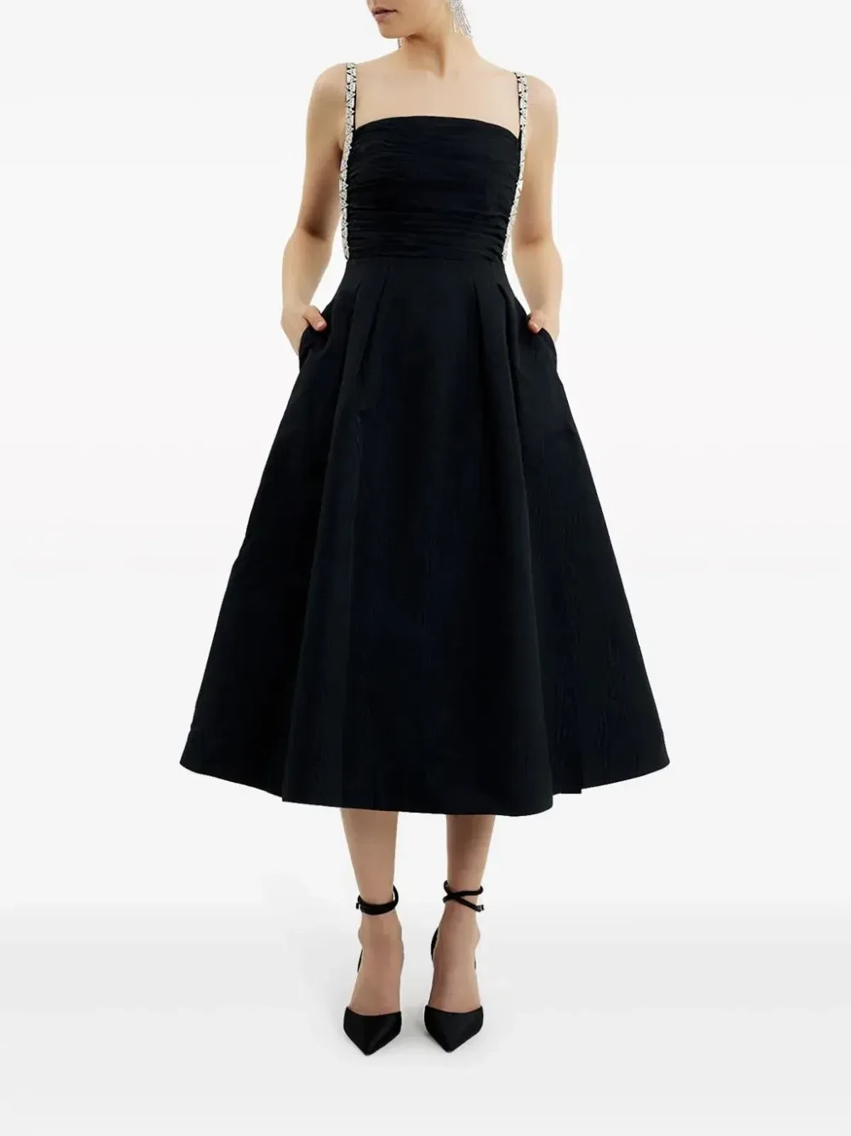 Rebecca Vallance Danielle Crystal-Embellished Midi Dress Black Size 8 for rent on The Volte - main image