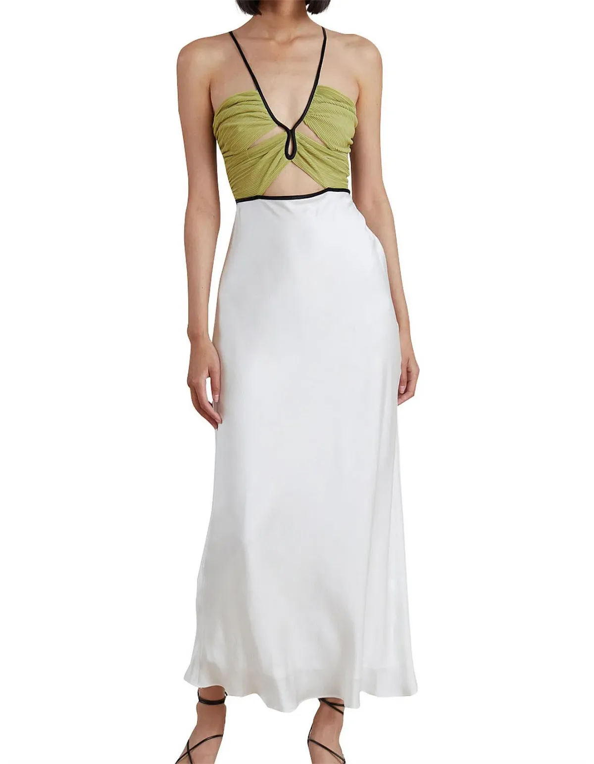 Bec & Bridge Carmen Pleated Bodice With Cut Out Detail Maxi Dress Multi Size 10 - Image 3