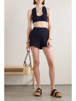 Zimmermann Runway Halter Neck Bodice and High Tide Tweed Short Set in Navy Size 0 / AU 8 for rent on The Volte - image 2