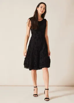 Phase Eight Penelope Tapework Lace Flared Dress Black Size 14 for rent on The Volte - image 1