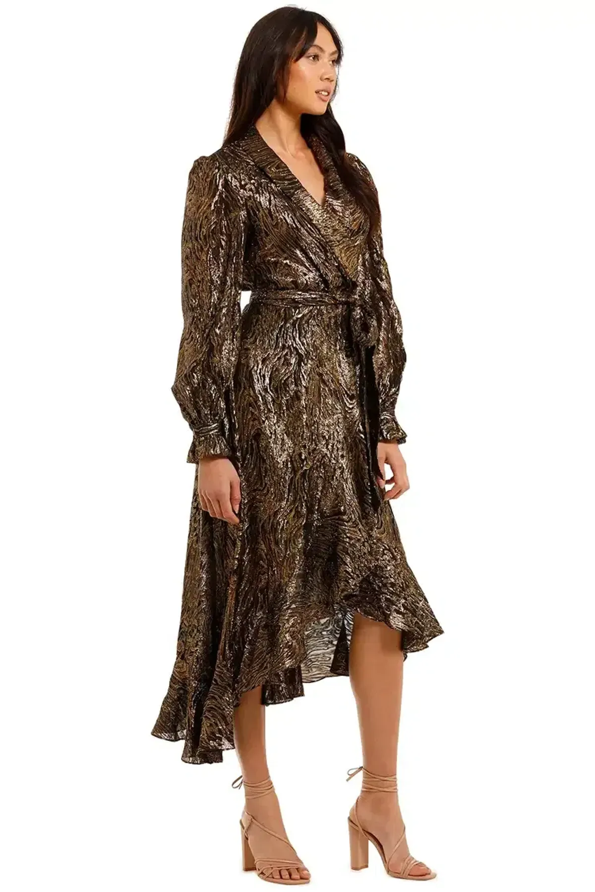 Rebecca Vallance Quixote Midi Dress in Gold Dark Size 16 - Image 2