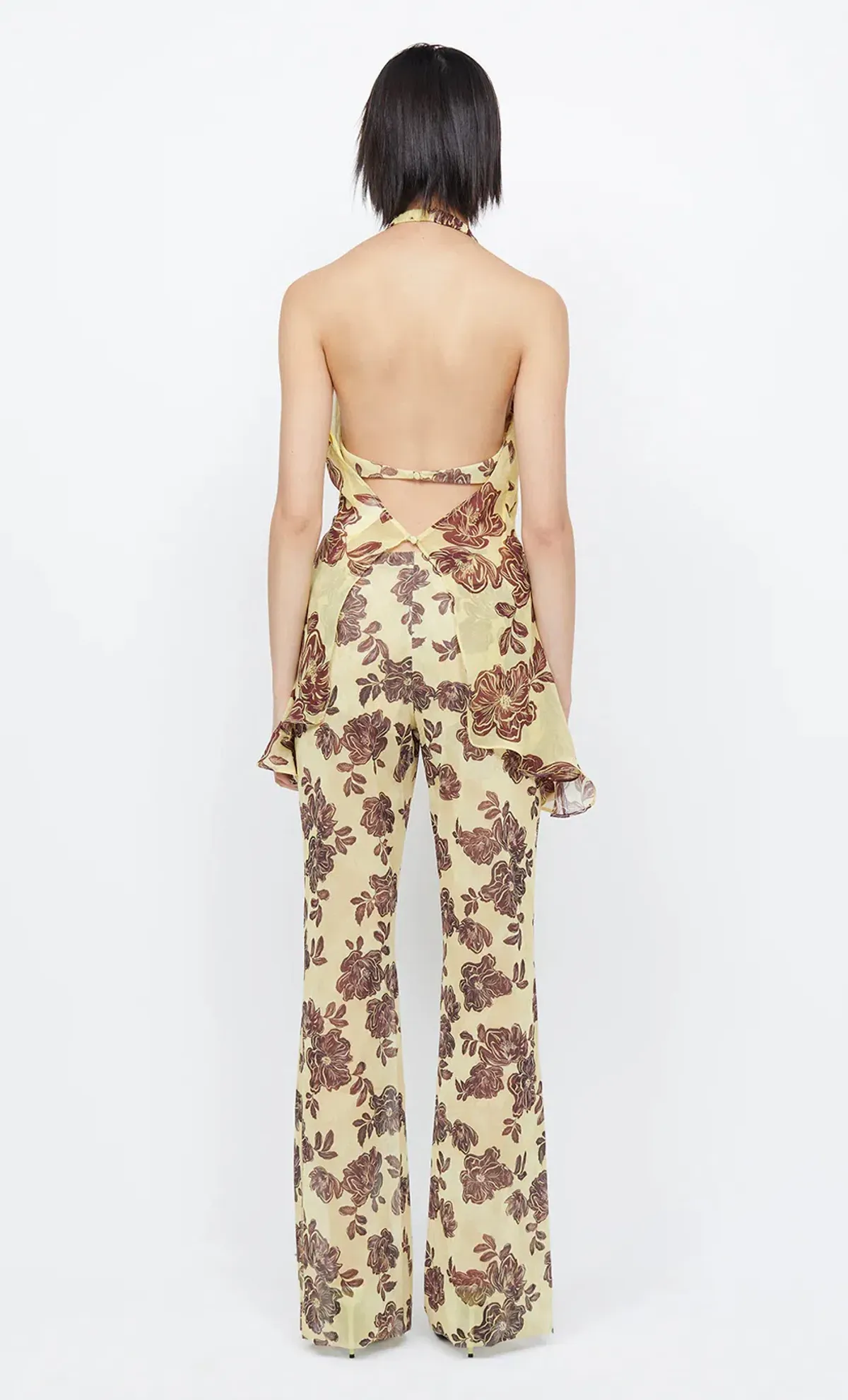 Bec and Bridge Malibu Bay Halter Top & Priya Pants Set Yellow Floral Size 8 - Image 1