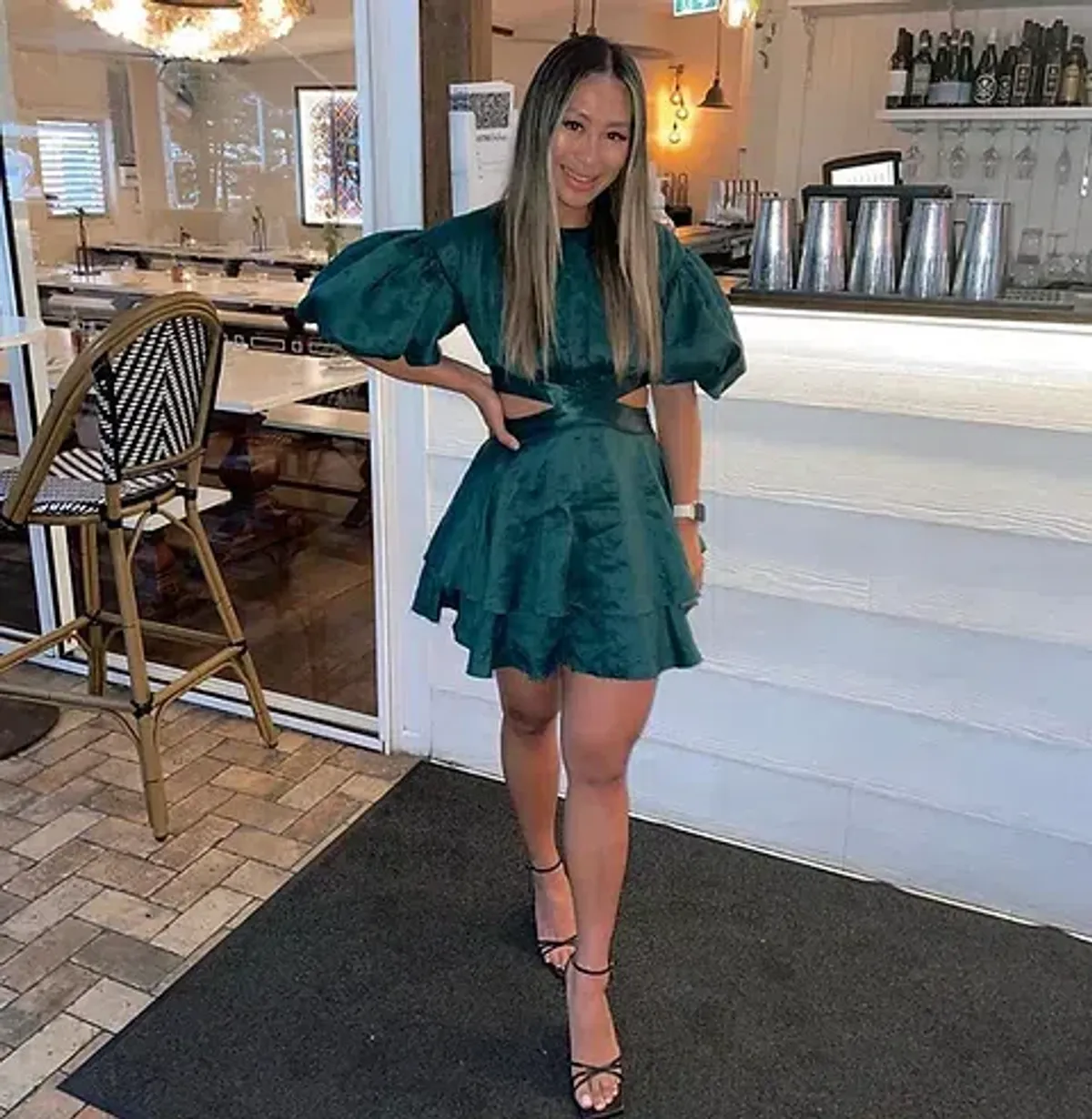 Aje Gracious Cut Out Mini Dress Green Size 8 - Image 4
