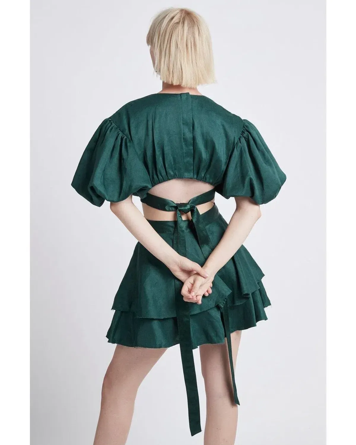 Aje Gracious Cut Out Mini Dress Green Size 8 - Image 3