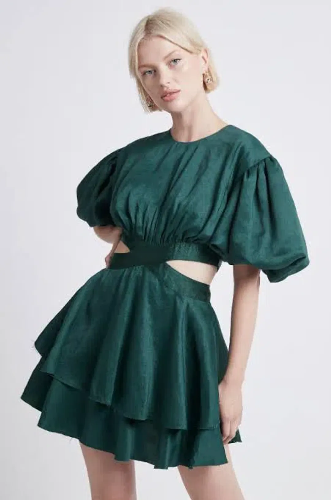 Aje Gracious Cut Out Mini Dress Green Size 8 for rent on The Volte - main image