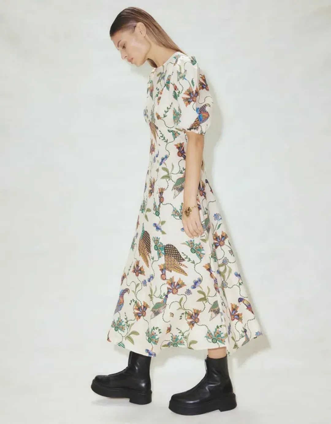 Alemais Birdie Linen Midi Dress Print Size AU 8 for rent on The Volte - main image