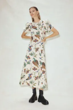 Alemais Birdie Linen Midi Dress Print Size AU 8 for rent on The Volte - image 1