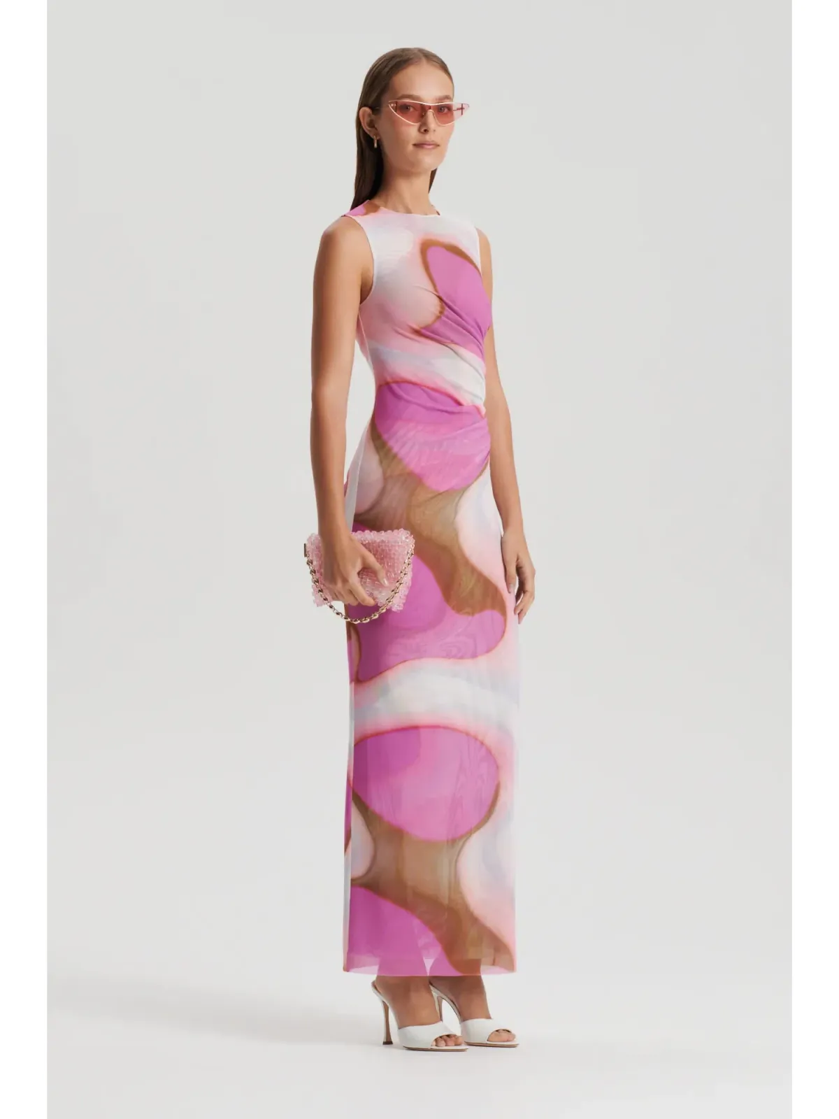 Scanlan Theodore Italian Watercolour Print Dress Pink/Tan Size AU 6 - Image 2