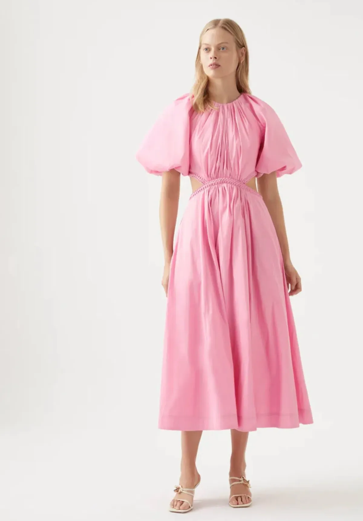 Aje Capucine Puff Sleeve Midi Dress Bon Bon Pink Size 6 - Image 2