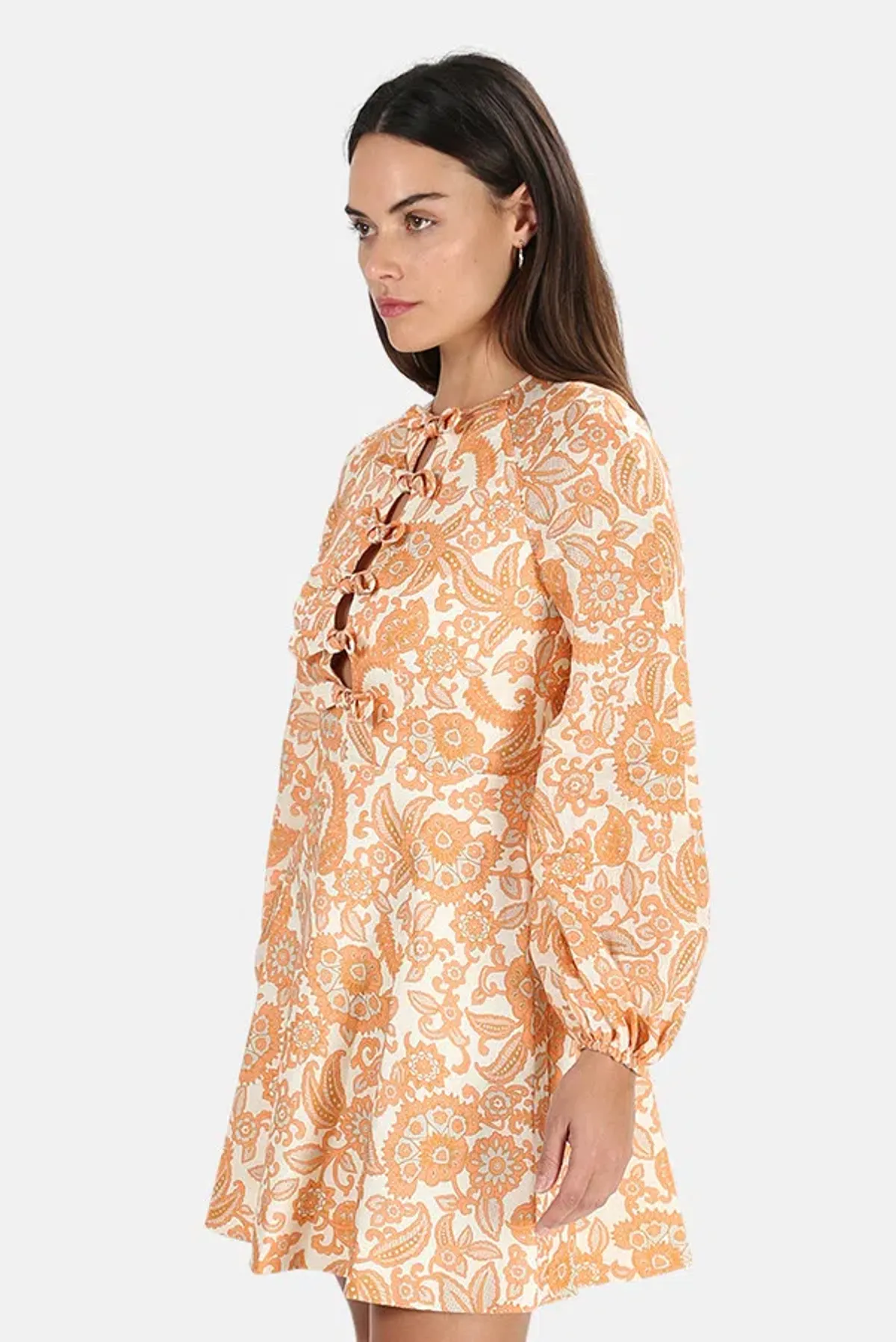 Zimmermann Peggy Scallop Short Dress Orange Paisley Size 2/ 10-12 - Image 4