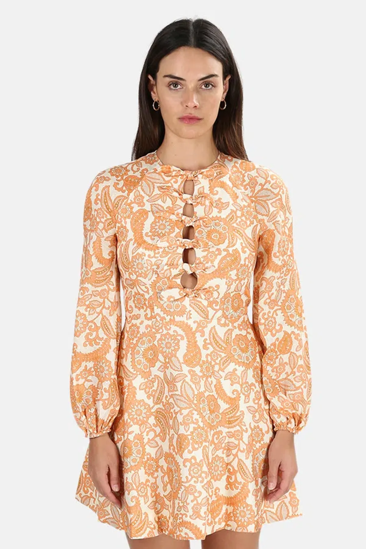 Zimmermann Peggy Scallop Short Dress Orange Paisley Size 2/ 10-12 - Image 2