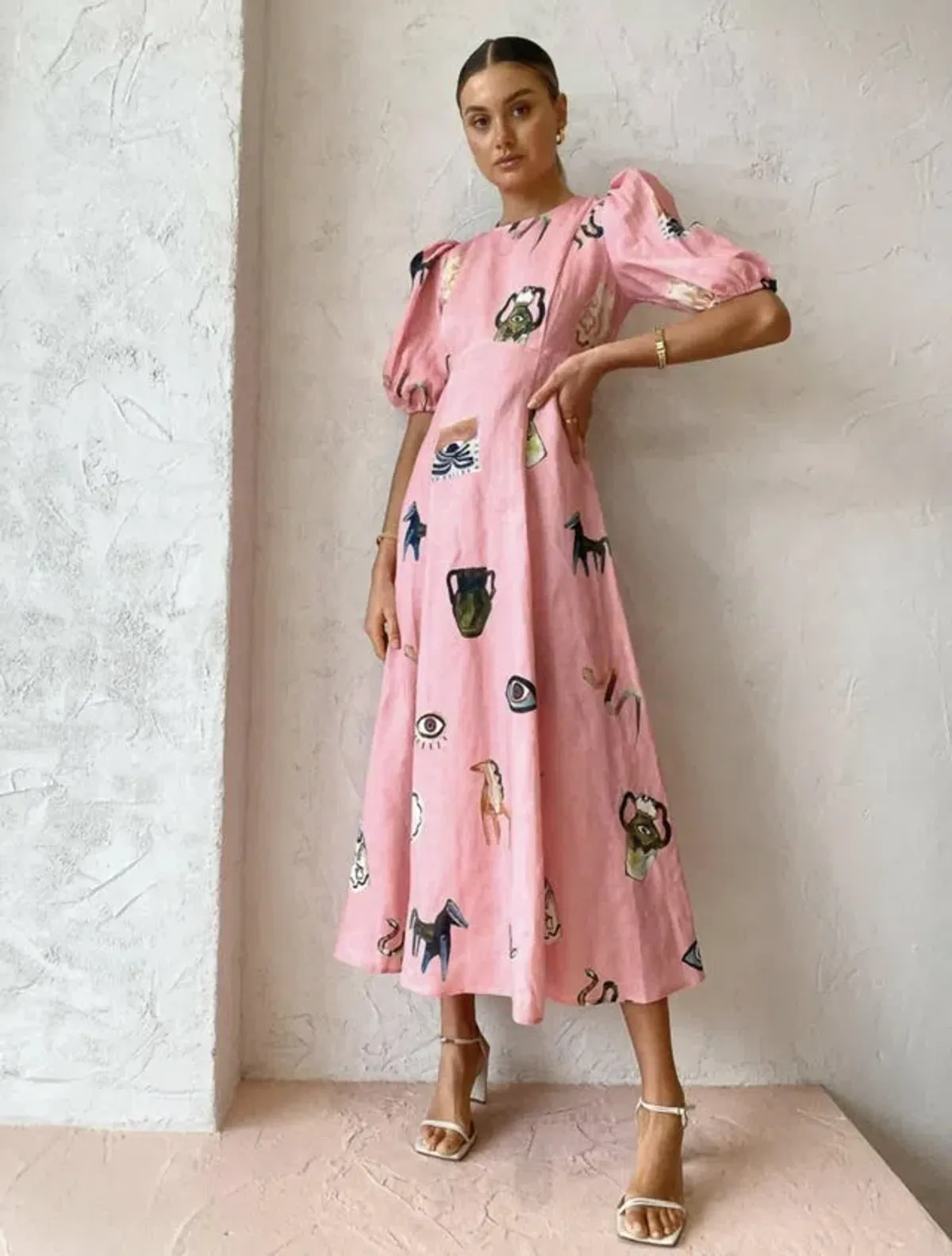 Alemais Cleo Midi Dress Pink Size 8 for rent on The Volte - main image