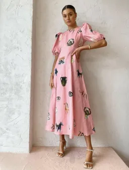 Alemais Cleo Midi Dress Pink Size 8 for rent on The Volte - image 1