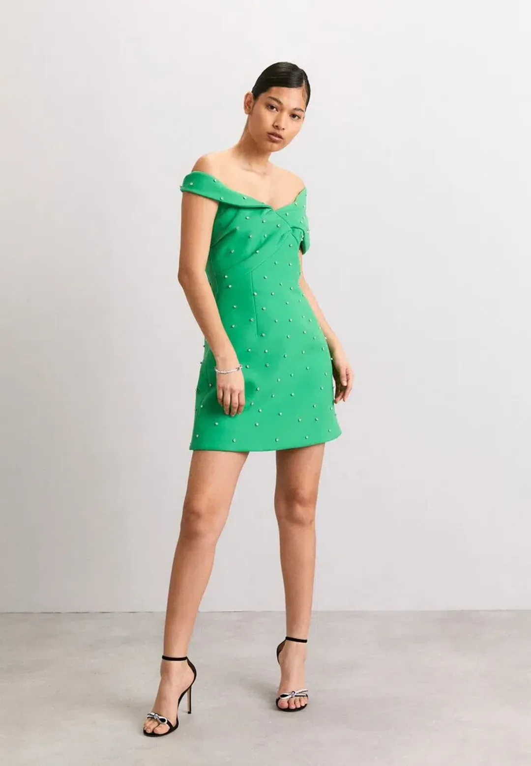 Rachel Gilbert Matteo Beaded Mini Dress in Green Size 4/AU14 for rent on The Volte - main image