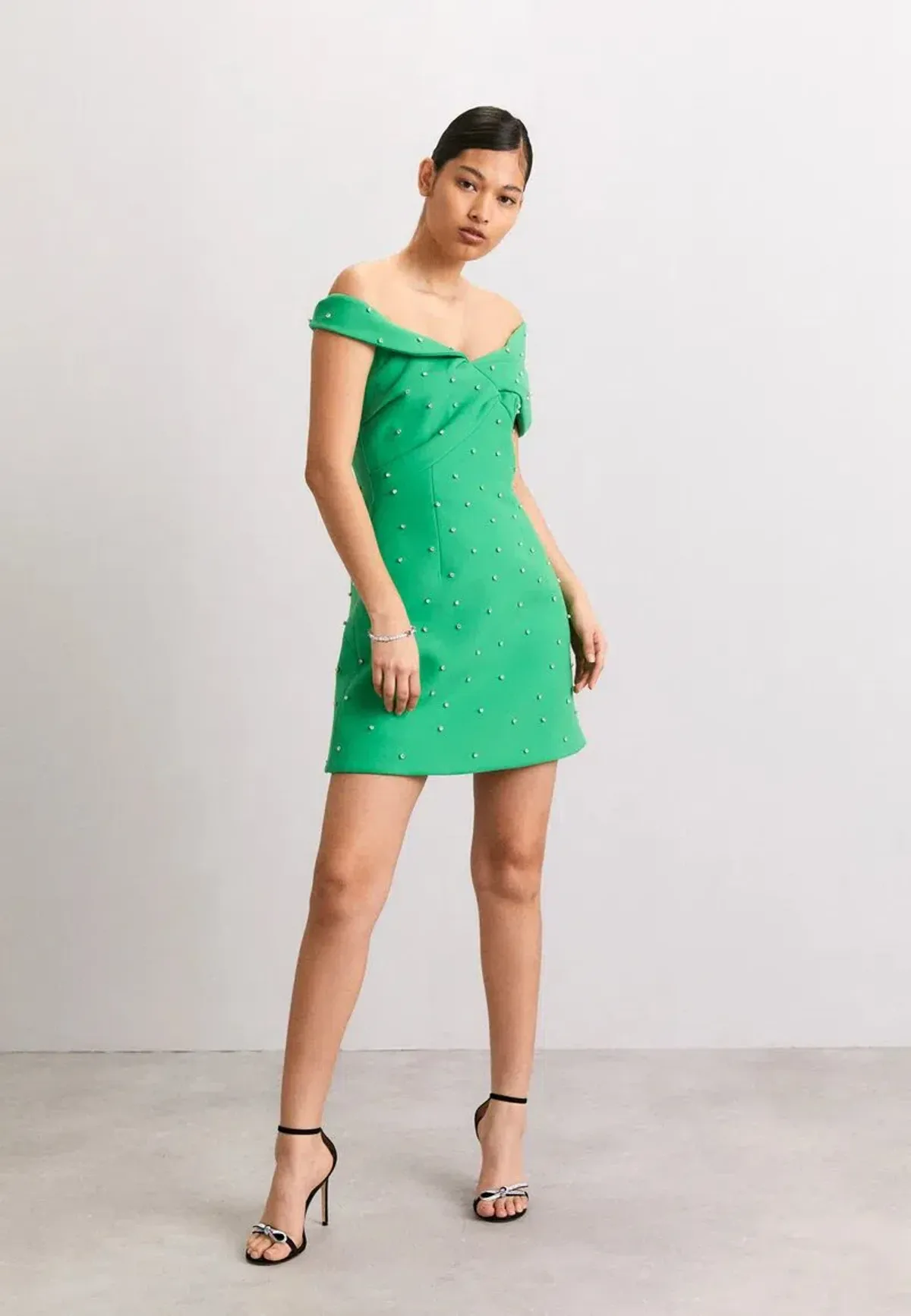 Rachel Gilbert Matteo Beaded Mini Dress in Green Size 4/AU14 for rent on The Volte - main image