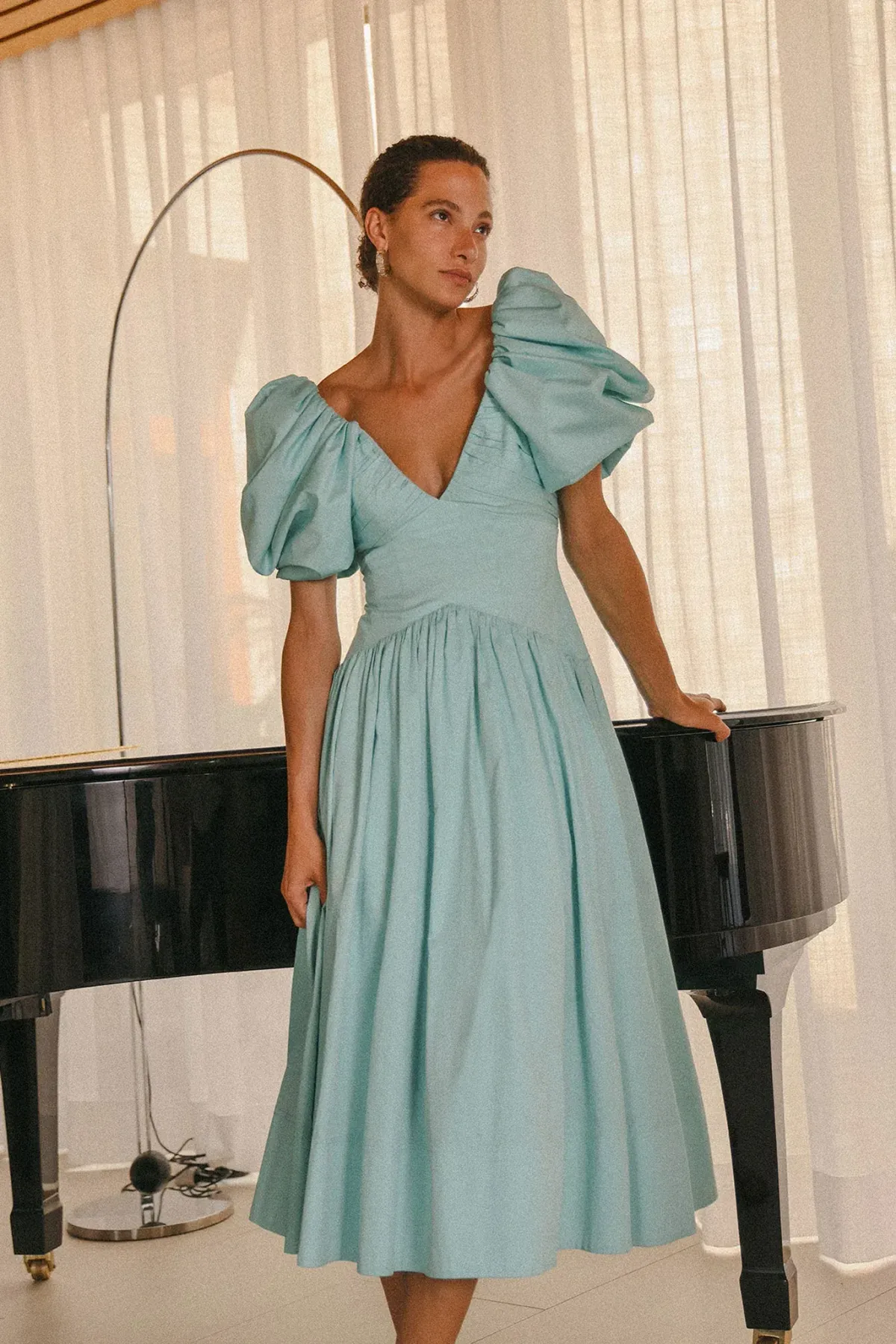 Aje Gabrielle Midi Dress Spearmint Blue Size 8 - Image 2