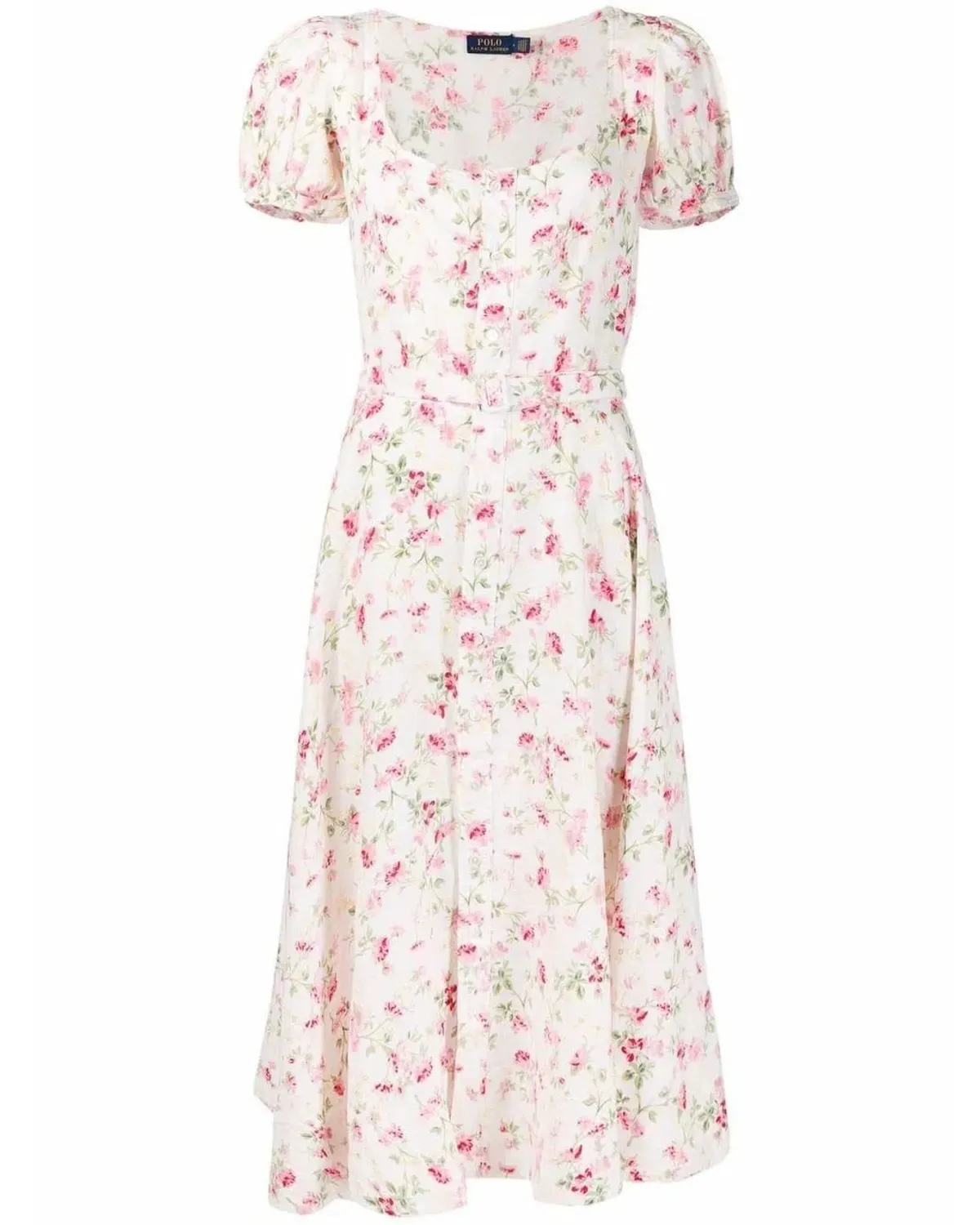Polo Ralph Lauren Midi Dress Linen Floral Sweet Pea Garden Party Size 0/AU 4 - Image 3