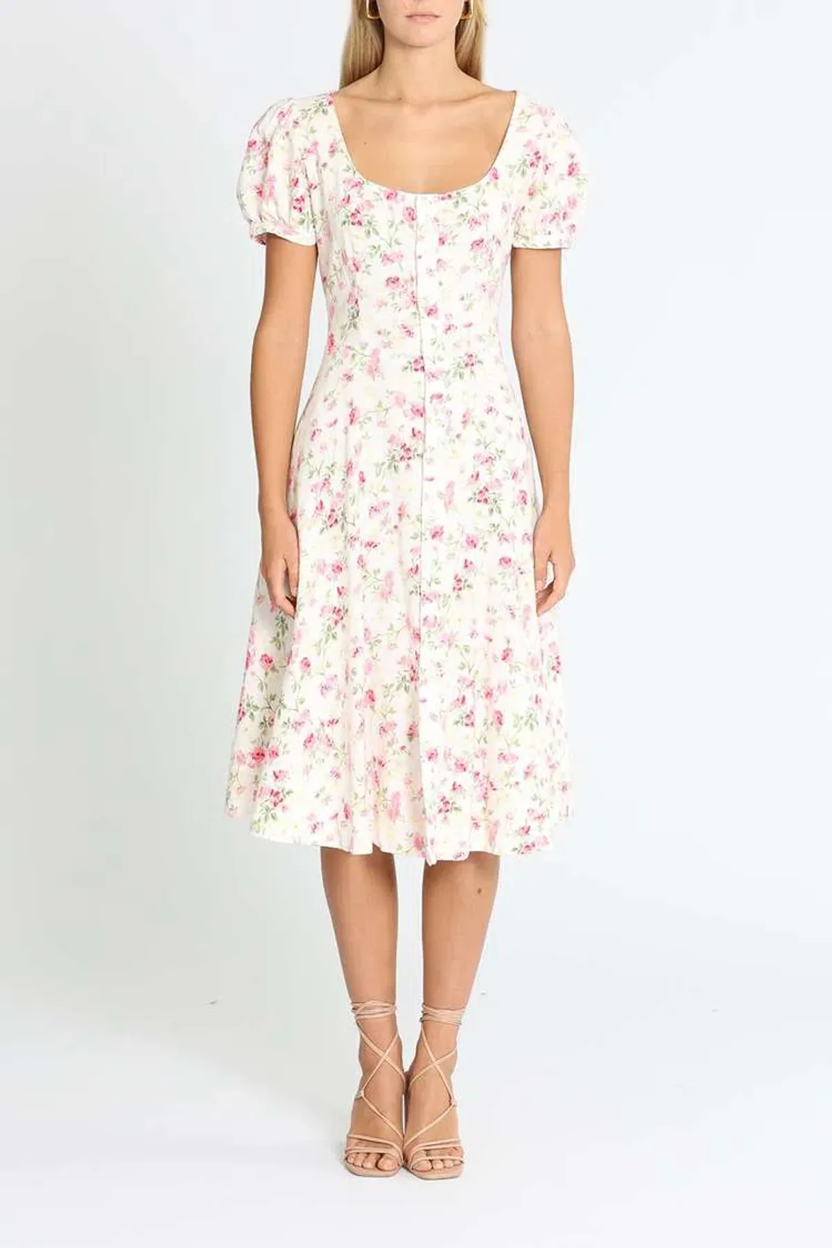 Polo Ralph Lauren Midi Dress Linen Floral Sweet Pea Garden Party Size 0/AU 4 - Image 1
