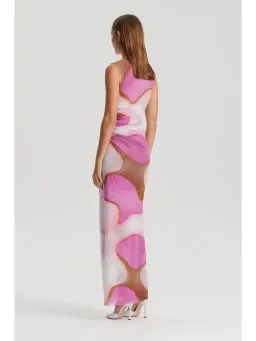 Scanlan Theodore Italian Watercolour Print Dress in Pink Tan Size AU 10 for rent on The Volte - image 3