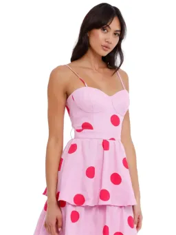 Rebecca Vallance Dalia Midi Dress in Pink Polka Dot Size AU 10 for rent on The Volte - image 2