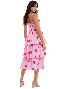 Rebecca Vallance Dalia Midi Dress in Pink Polka Dot Size AU 10 for rent on The Volte - image 3