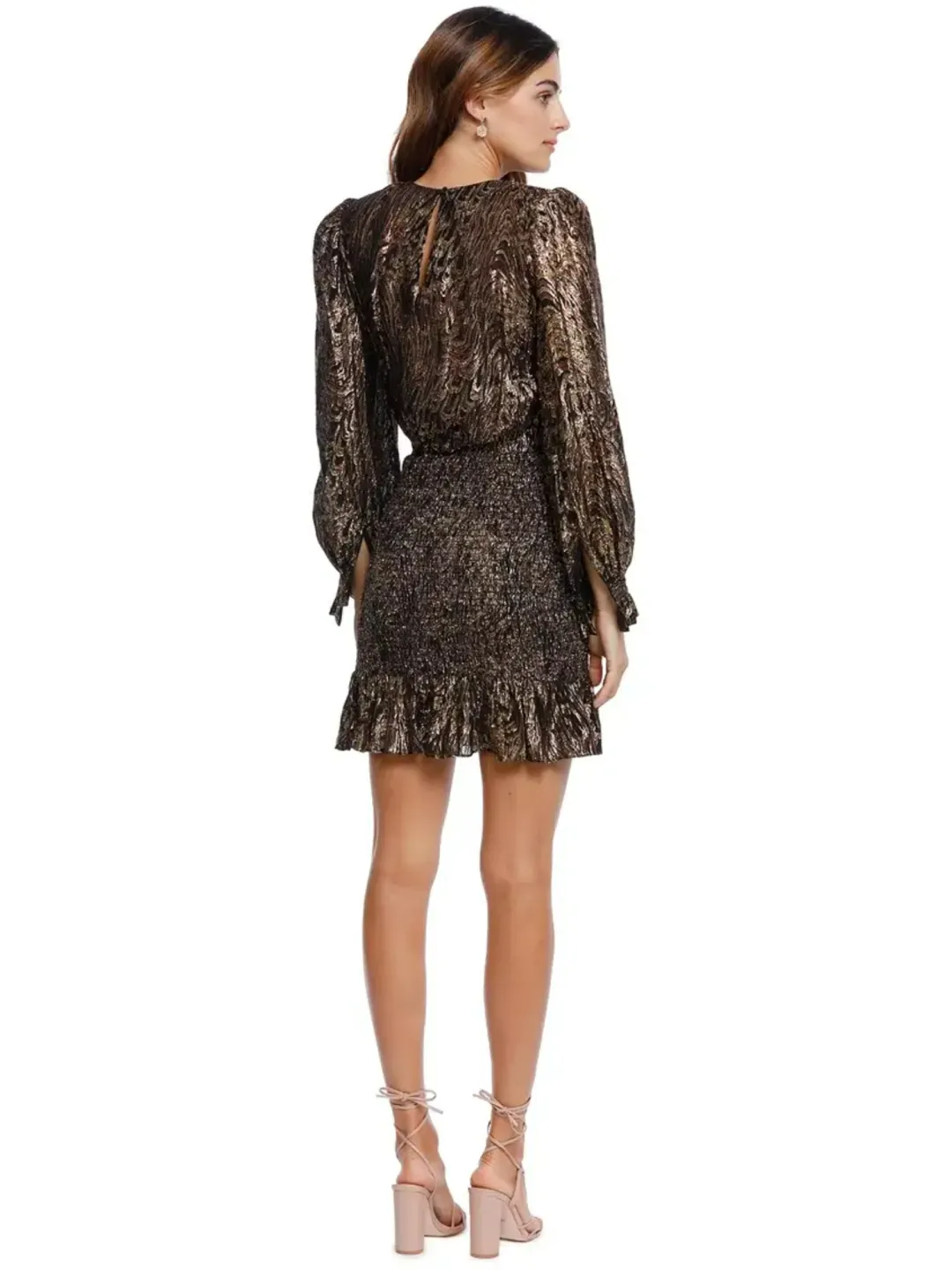 Rebecca Vallance Quixote Mini Dress in Gold Size AU 10 for rent on The Volte - main image