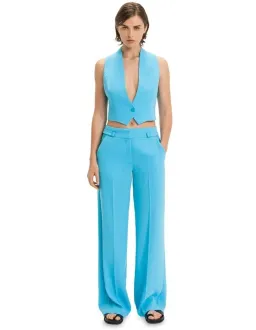 Cue Matte Crepe Waistcoat and Wide Leg Pants Set Aqua Size 6 for rent on The Volte - image 1