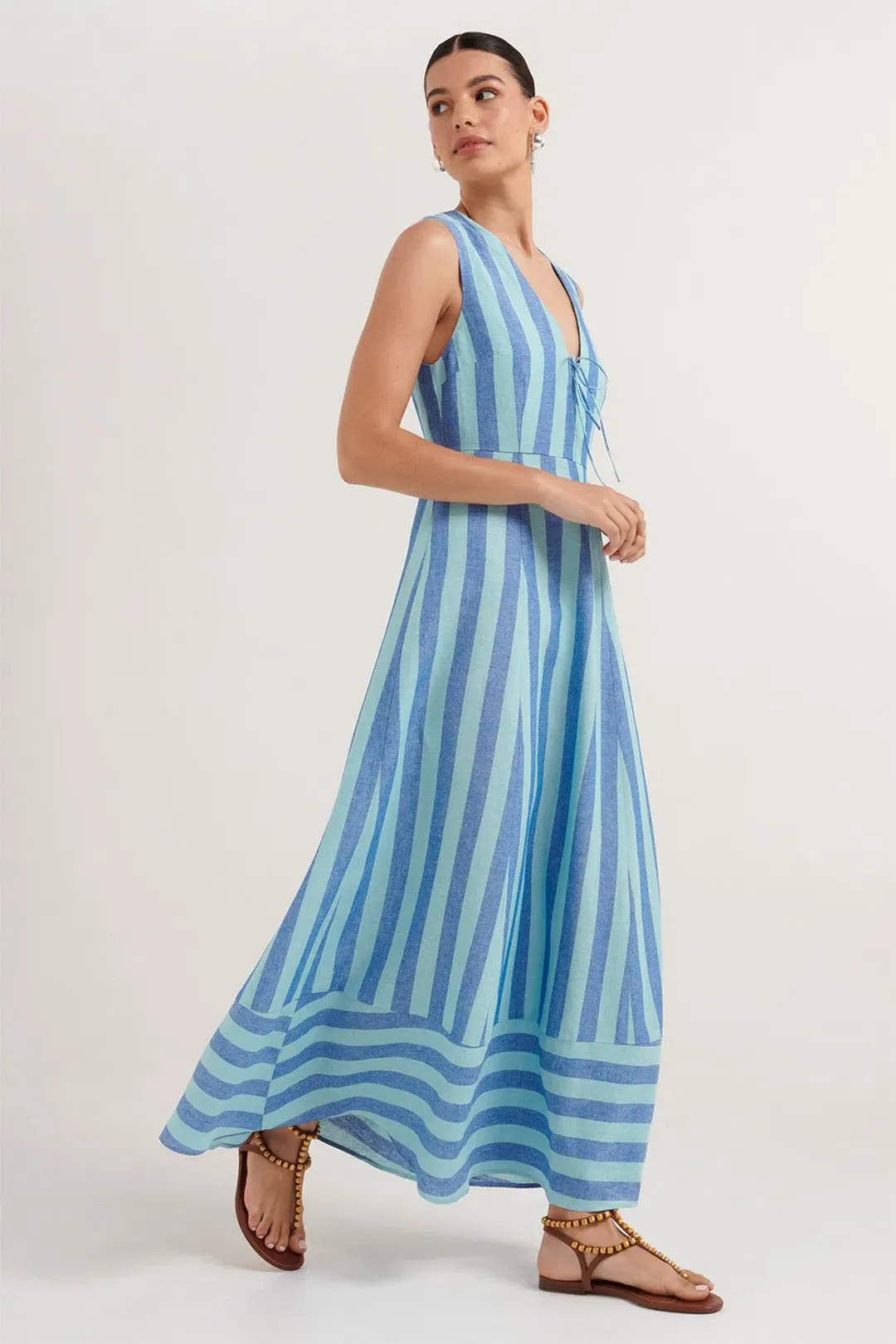 Steele Rumi Dress Lagoon Stripe Size 10 for rent on The Volte - main image