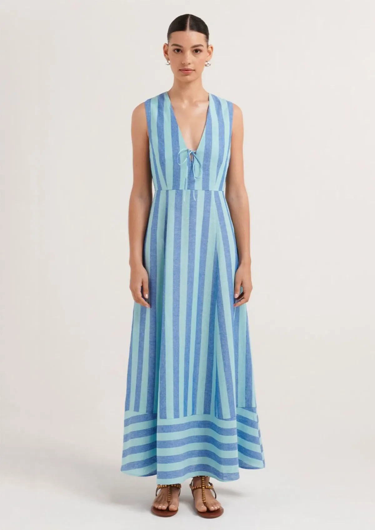 Steele Rumi Dress Lagoon Stripe Size 10 for rent on The Volte - main image