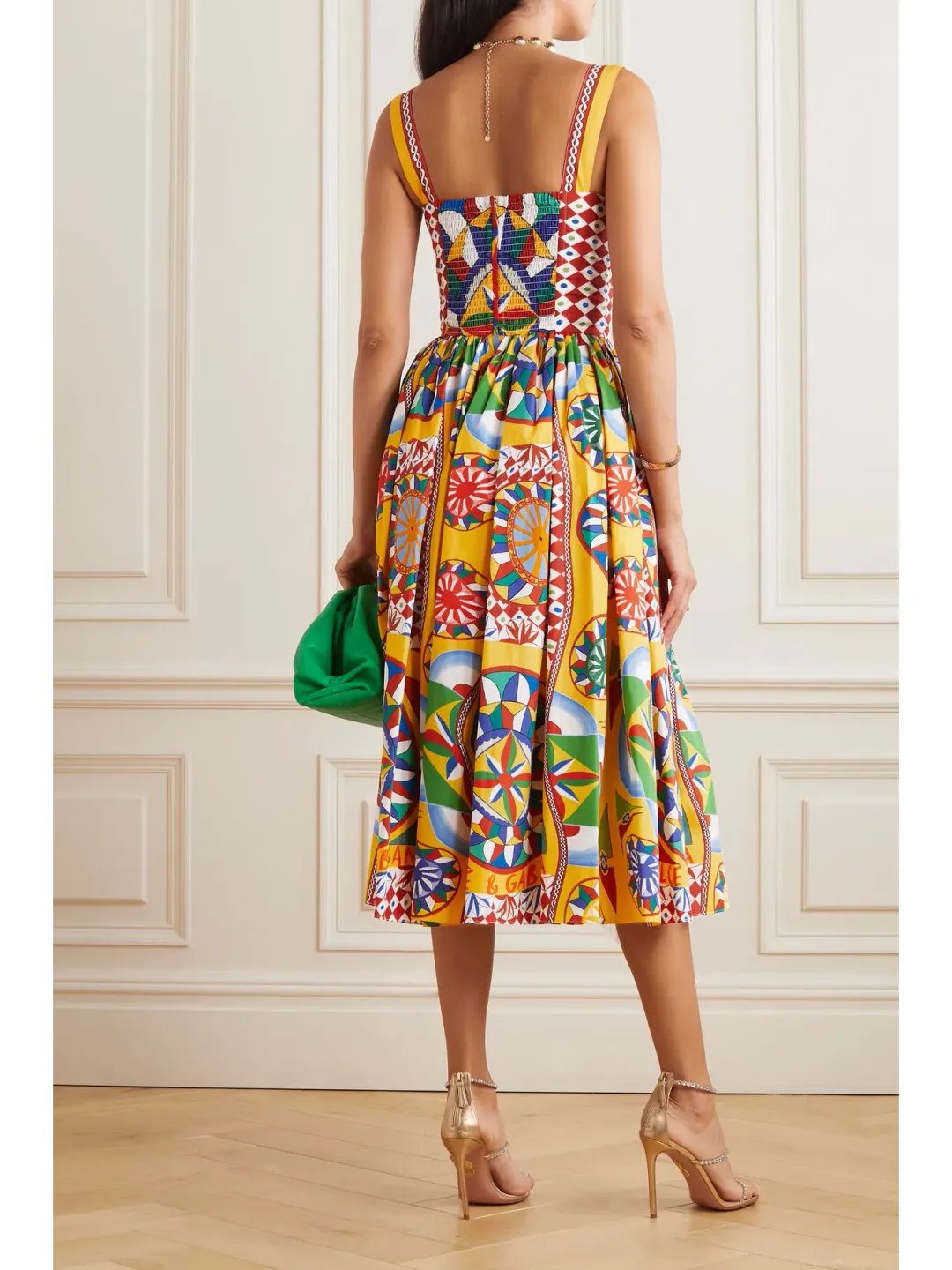 Dolce & Gabbana Carretto Graphic Print Midi Dress Multi Size 8 for rent on The Volte - main image
