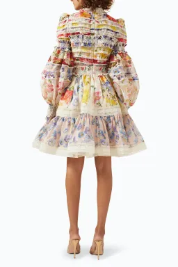Zimmermann The Wonderland Smocked Mini Dress in Spliced Multi Floral Size 2 / AU 12 for rent on The Volte - image 2