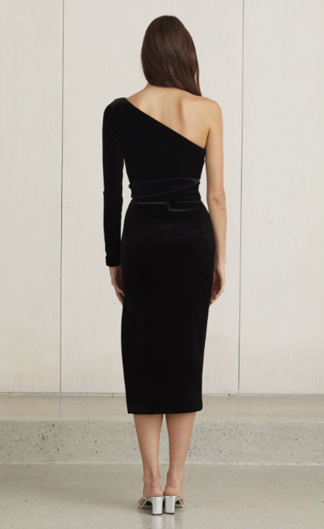 Bec & Bridge Velours One Shoulder Dress Black Size 10 for rent on The Volte - main image