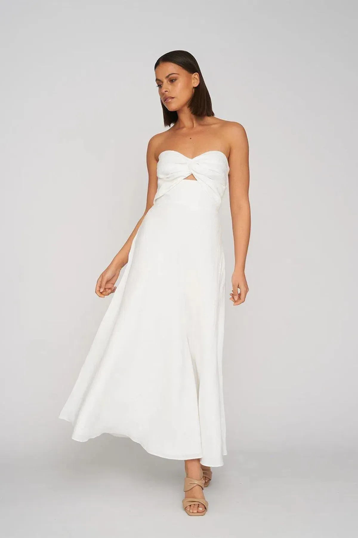 By Johnny Penelope Strapless Midi Dress White Size 6 - Image 1