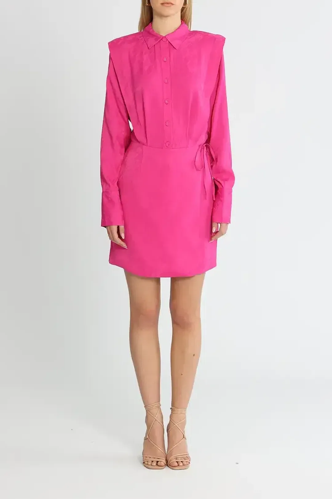 Rebecca Vallance Theresa Shirt Mini Dress Pink Size 14 for rent on The Volte - main image